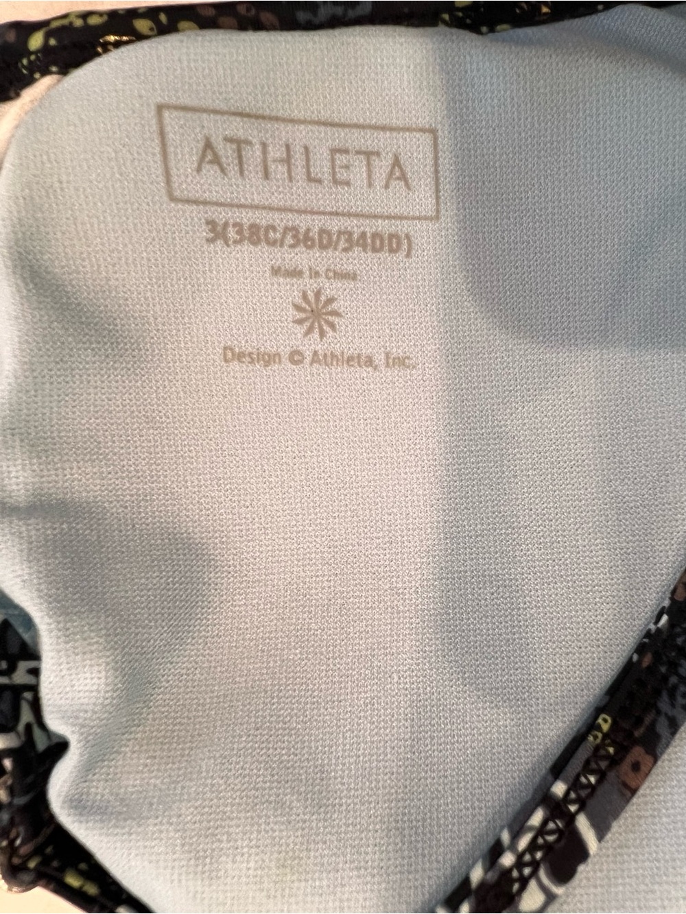 Athleta 3 pc bikini/tankini set 36D/M in brown blue paisley w gold beads - Picture 7 of 9